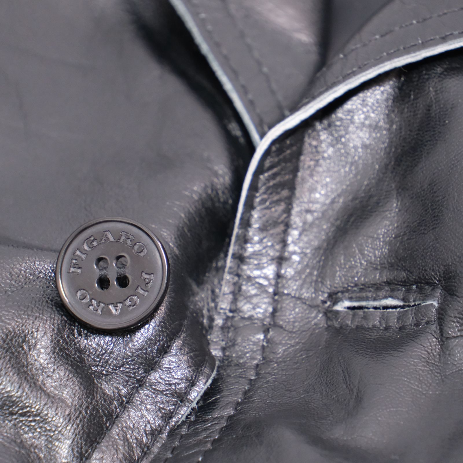 FIGARO フィガロ 羊革 ラムレザー ジャケット 黒 ブラック サイズTL  