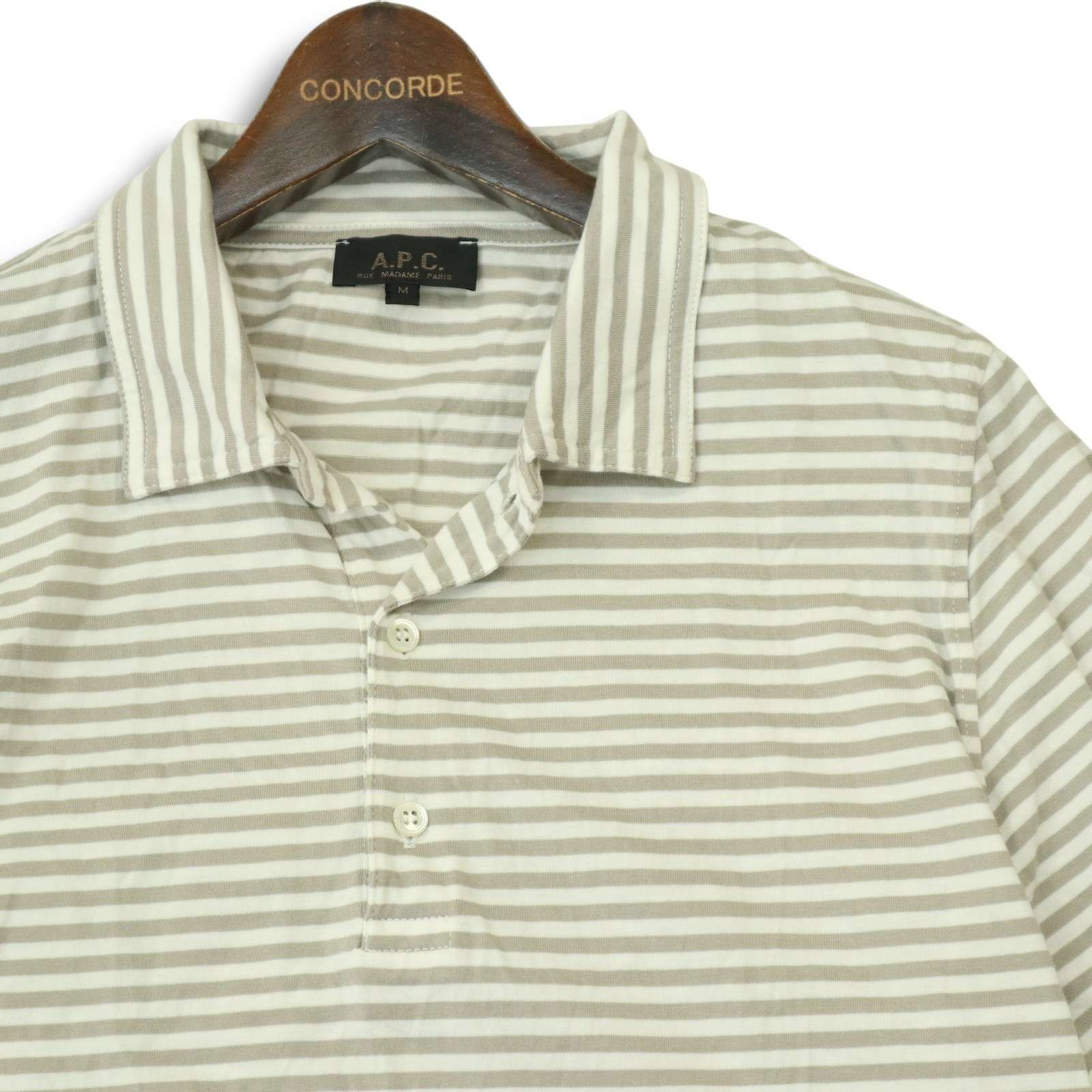 A.P.C. アーペーセー 春夏☆ 半袖 ボーダー ポロシャツ Sz.M メンズ 白 