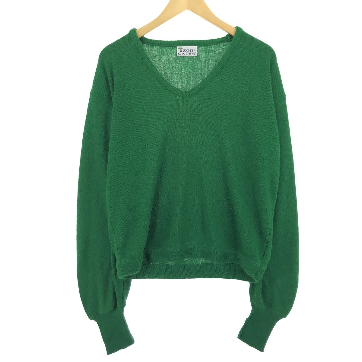 古着 70年代 ラコステ LACOSTE IZOD Vネック ニットセーター USA製 メンズL相当 ヴィンテージ/eaa467910