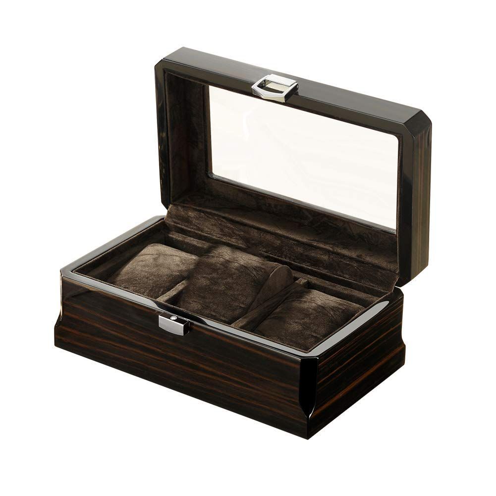 arcx 時計ケース 腕時計ケース ウォッチケース 木製 3本収納 腕時計収納ボックス ディスプレイ 高級ウォッチボックス 展示ボックス アクセサリーケース メンズ コレクションケース 時計スタンド 収納 保管 ガラス天板 男女兼用