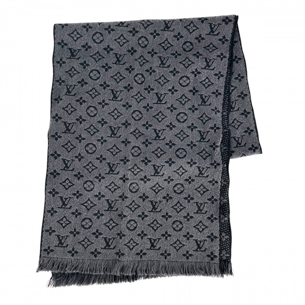 ルイ・ヴィトン マフラー グレー ブラック LOUIS VUITTON カシミヤ
