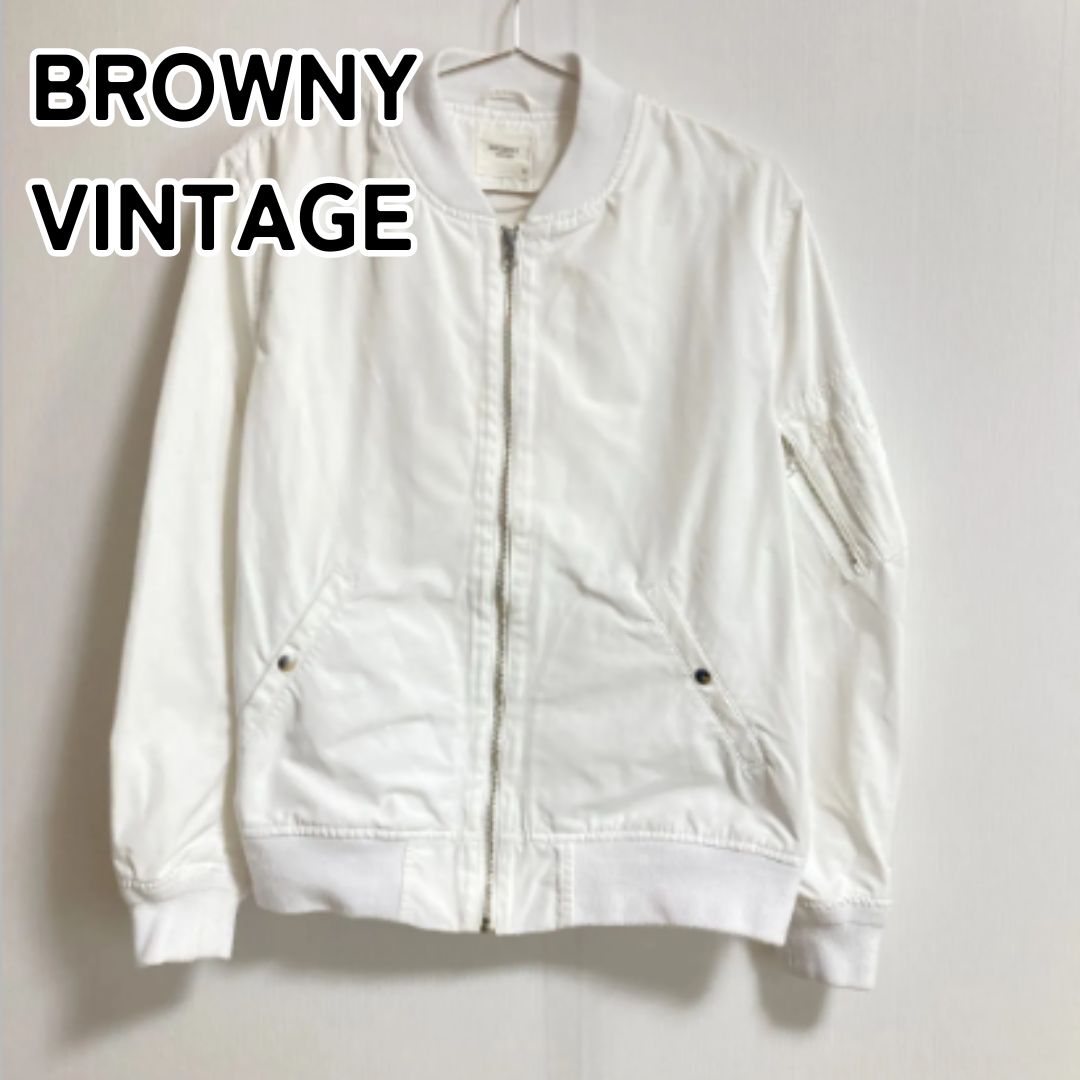 BROWNY VINTAGE ブラウニーヴィンテージ M ホワイト ノーカラー