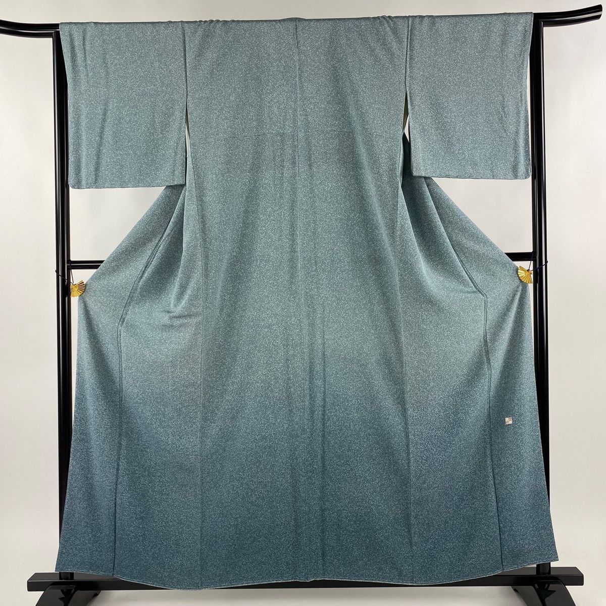 付下げ 身丈158.5cm 裄丈64cm M 袷 羽田登 落款 幾何学模様 裾ぼかし  