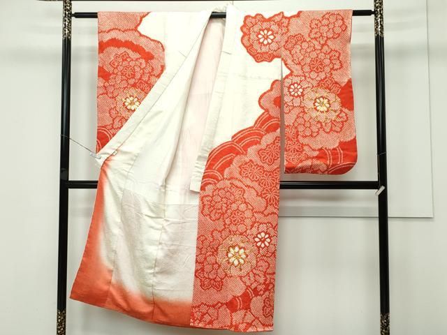 平和屋着物 上 七五三 女の子 7歳 祝着 総絞り 駒刺繍 雲取り片輪車花文 そごう扱い s 5