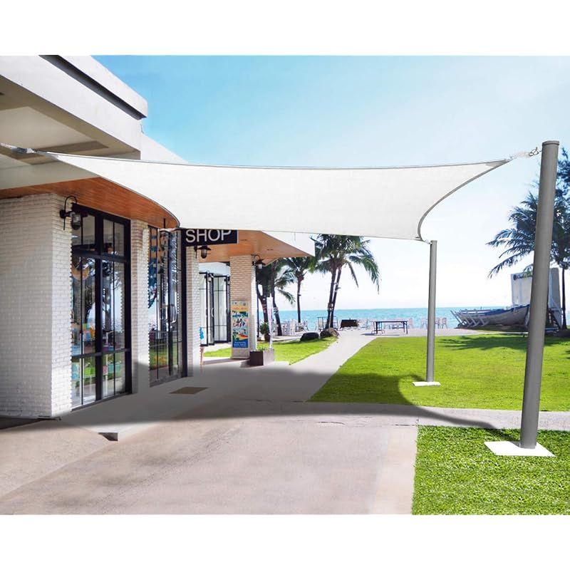 HIRARI 撥水 2M X 3M 長方形 UVカット シェード セイル アイボリー 300D防水ポリエステル 0