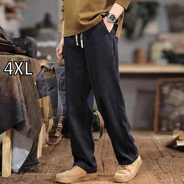 [4XL]メンズ ファッション 服  オシャレ シンプル 大 かっこいい 大きいサイズ ストリート 紳士服 リヨセル テンセル カジュアル ジーンズ ストレート ドレープ ワイド レッグ パンツ ズボン