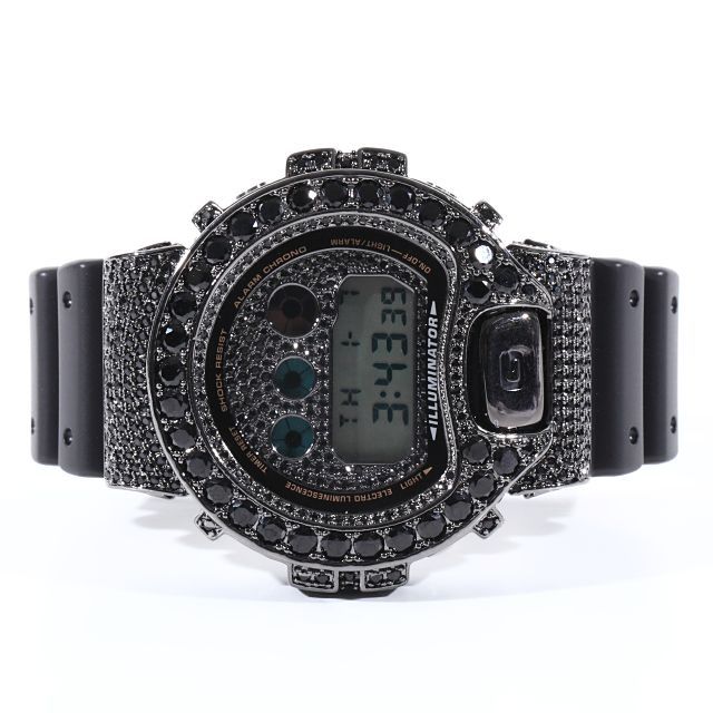 G-SHOCKカスタム オールブラック Gショック DW6900 大粒CZダイヤ