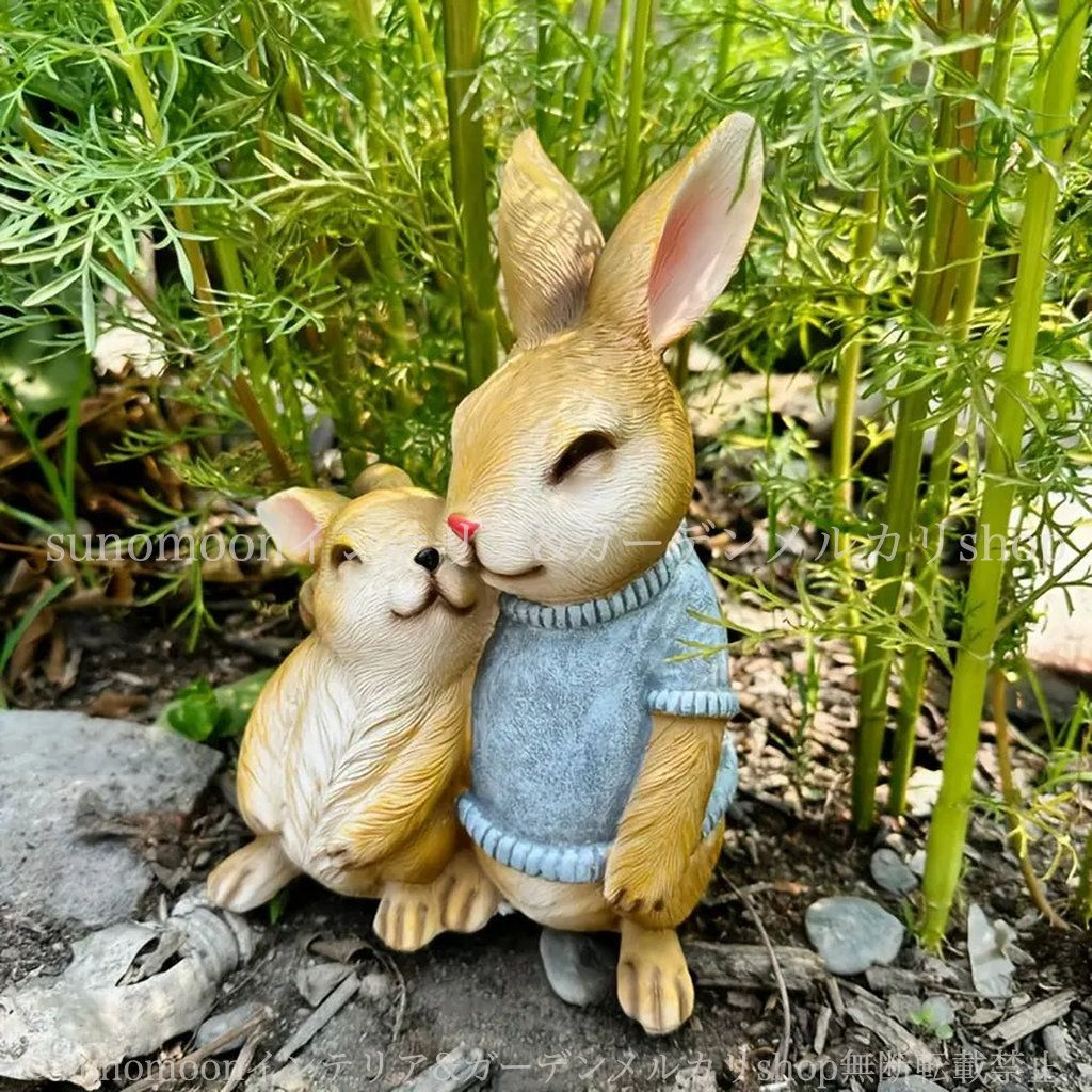 オブジェ 置物 ガーデンオーナメント ウサギの家族 うさぎ ラビット