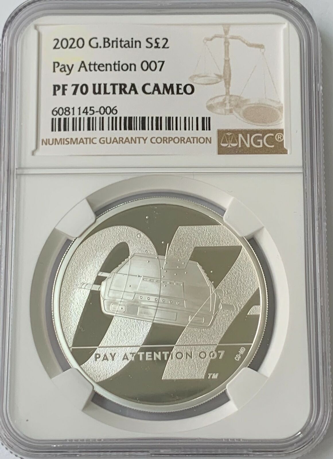 JAMES BOND PAY ATTENTION 2020 UK 1oz SILVER PROOF COIN NGC PF70 ULTRA CAMEO?