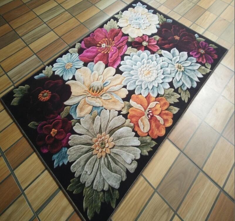 感満載 家庭用カーペット 玄関マット段通 絨毯 花柄 160cm*230cm