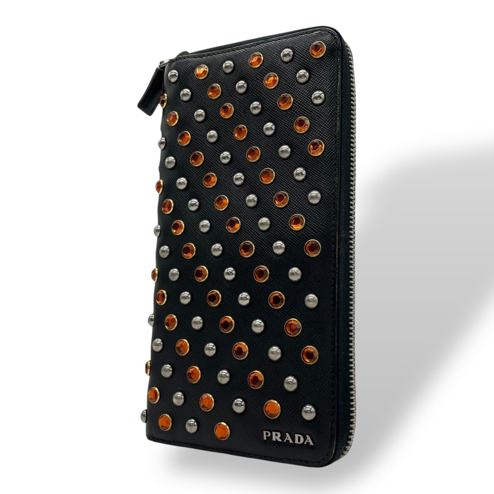 美品 PRADA プラダ 長財布 ラウンドジップ サフィアーノ レザー マルチ