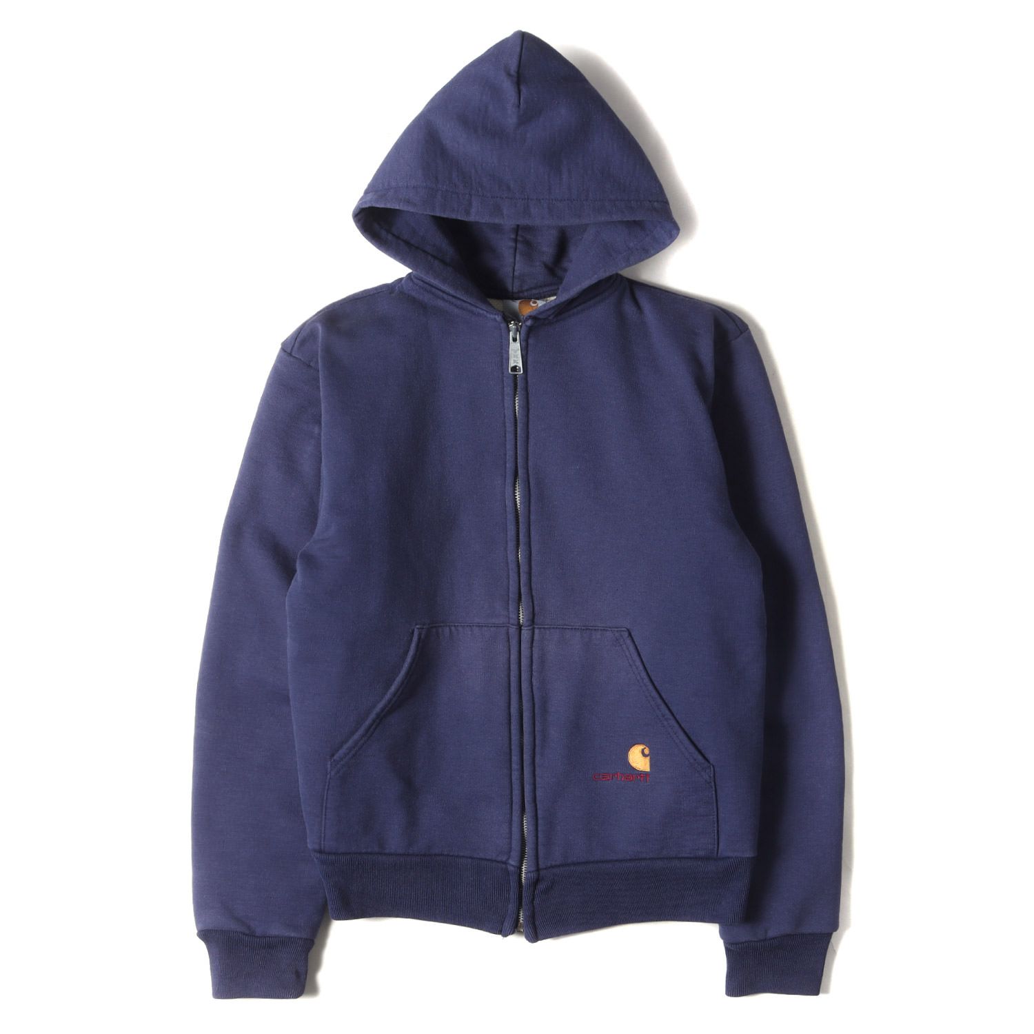 Carhartt カーハート パーカー サイズ:M 90s 裏サーマル ヘビーウェイト スウェット ジップパーカー トップス フーディー サンフェード 星タグ 1990年代 ネイビー 紺 【メンズ】