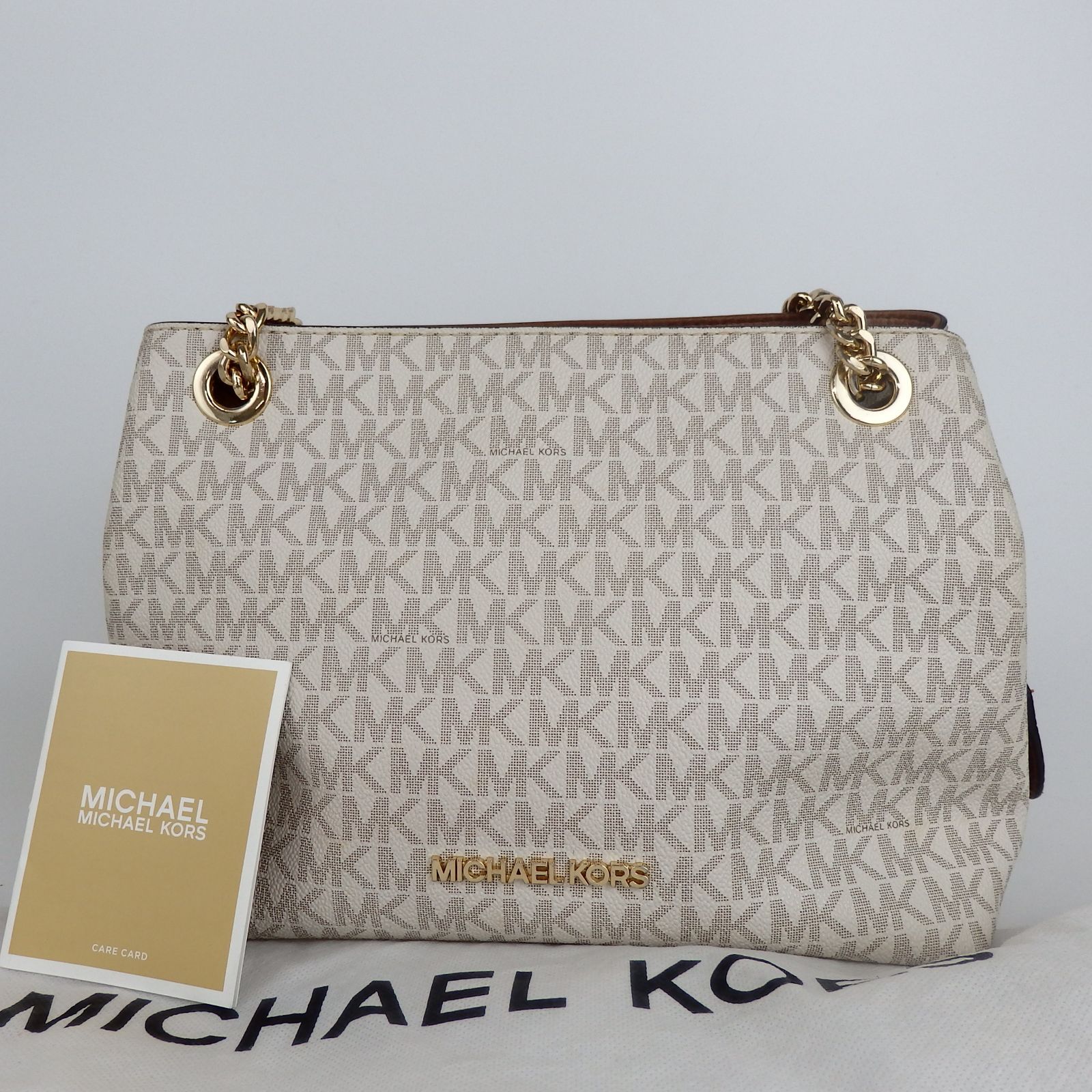 MICHAEL KORS マイケルコース　トートバッグ　レザー　MK柄　総柄 MICHAEL KORS】マイケルコース MK柄 総柄 チェーンショルダー