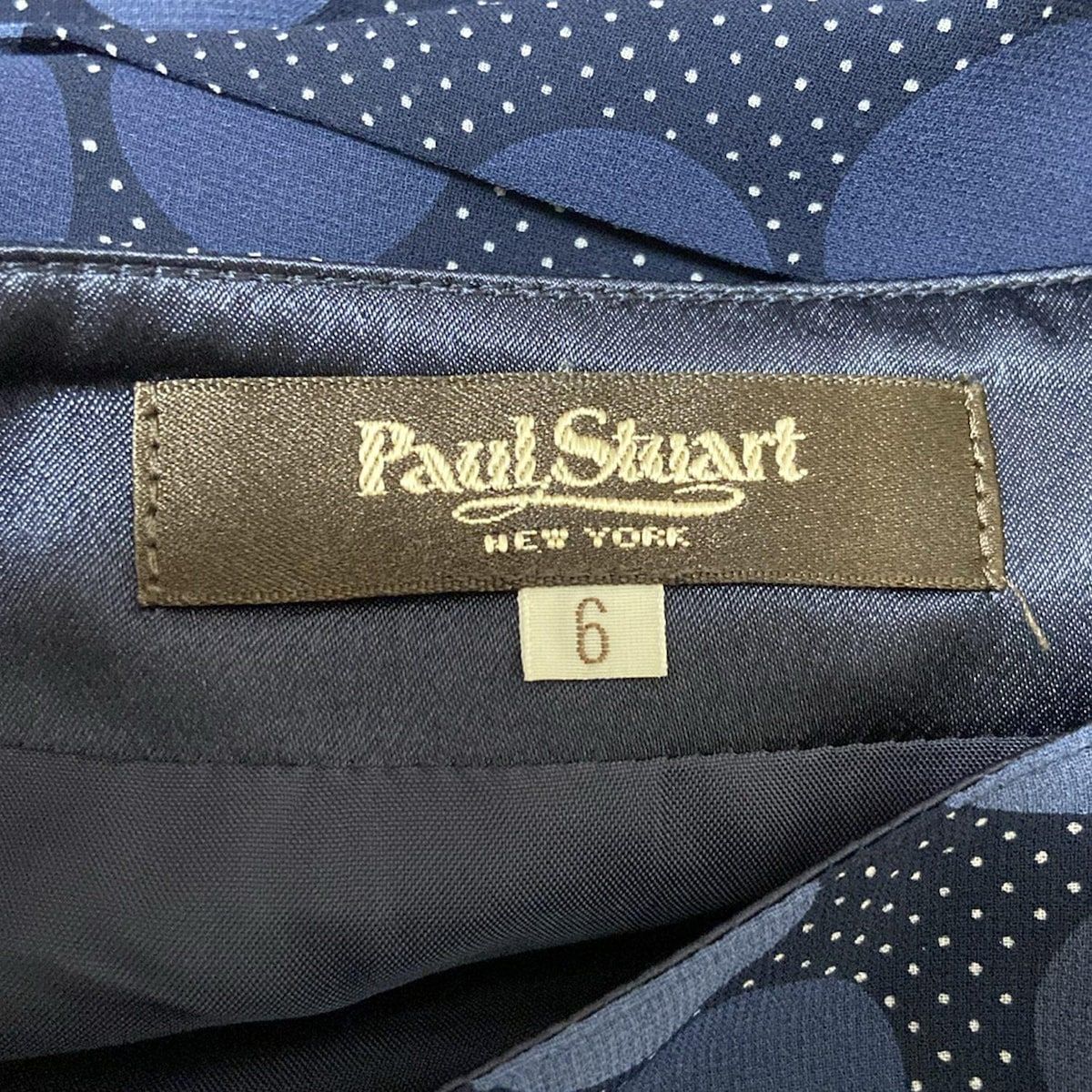 PaulStuart ポールスチュアート スカートセットアップ レディース - ネイビー×白 ドット柄 プリーツ