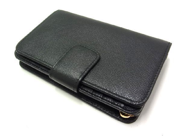 □新品同様□ PRADA プラダ サフィアーノレザー 二つ折り 財布