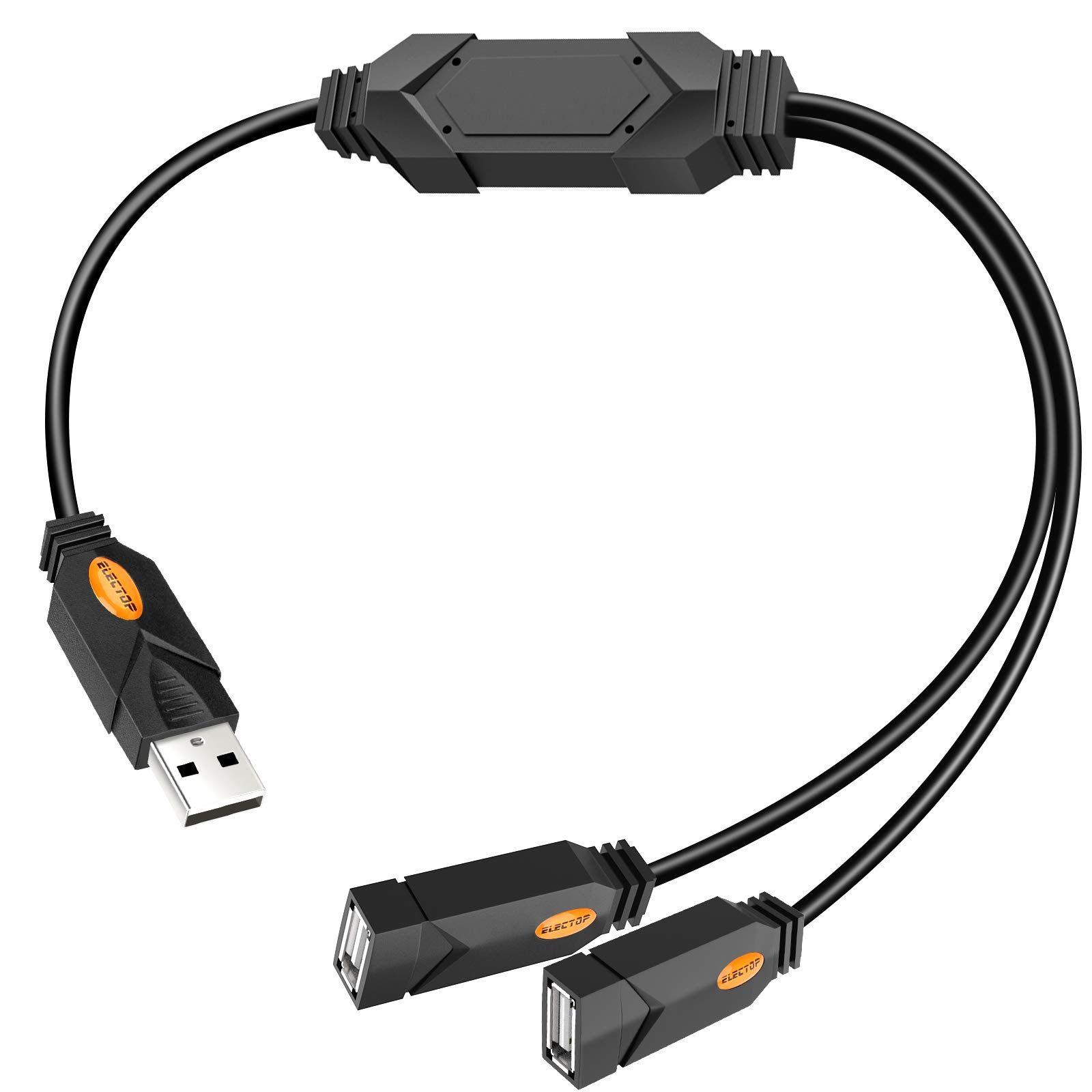 ELECTOP USBスプリッター 2ポート USB Aハブ デュアルメス Y充電スプリッターコード iOSu0026Androidシステムデータ同期u0026充電対応 