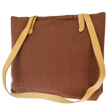 【中古】 美品 エルメス HERMES アメダバ カバドゥポッシュ トートバッグ ショルダー ブラウン キャンバス レザー 04EW500