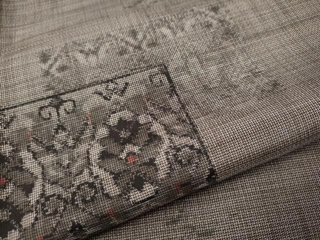 平和屋着物○本場大島紬 9マルキ 泥染め 色紙重ね吉祥花文 正絹 逸品