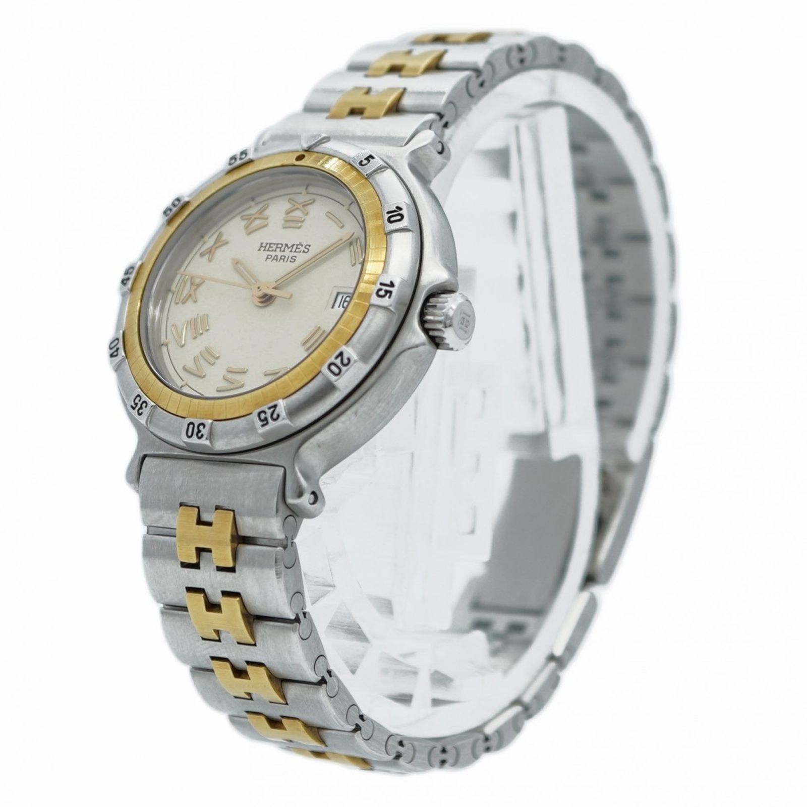 エルメス キャプテンニモ 10ATU アイボリー文字盤腕時計 レディース