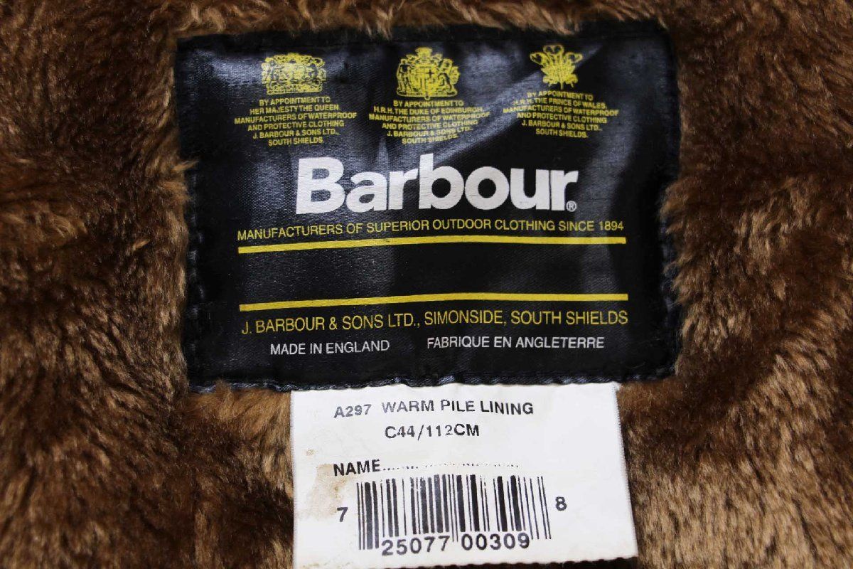 90s 英国製 Barbourバブアー A297 パイルライナー ボア ベスト