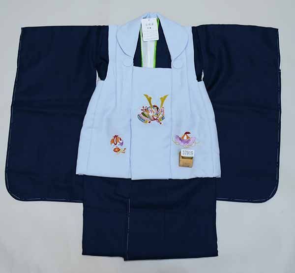 七五三 三歳 男児 被布着物フルセット 刺繍小紋柄 祝着 NO37919 七五三 三歳 男児 被布着物フルセット 刺繍小紋柄 祝着 三才 3歳