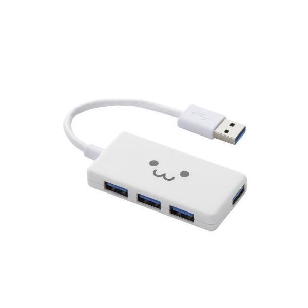 （まとめ） エレコム 4ポートUSB3.0ハブ（コンパクトタイプ） U3H-A4