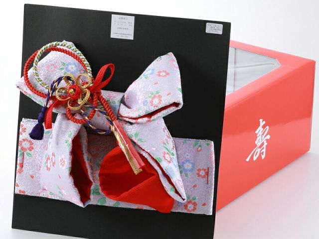 七五三 三歳用 帯飾り付き 結び帯 小寸 単品 箱入り 淡紫系 SY-245-３