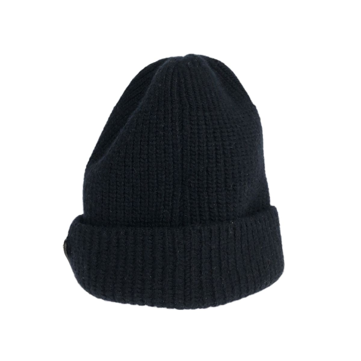 美品【プラダ】PRADA ロゴ ビーニー ニット帽(濃紺) 美品【プラダ】PRADA ロゴ ビーニー ニット帽(濃紺)