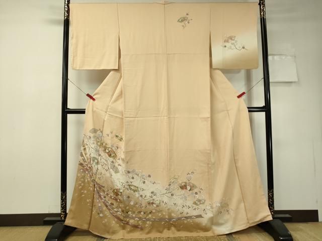 上質訪問着　胴抜き　金コマpino様 値下げ交渉OK！極上ちりめん地 総刺繍 訪問着 正絹 C970