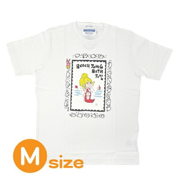 水森亜土 キャプテンサンタ コラボ Tシャツ M ホワイト アパレル