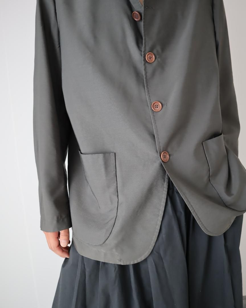 【vintage】イタリア製 とろみ 長袖 シャツ ジャケット オリーブ L