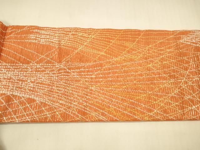 平和屋着物＊夏物 九寸開き名古屋帯 草花文 銀糸 正絹 逸品 未