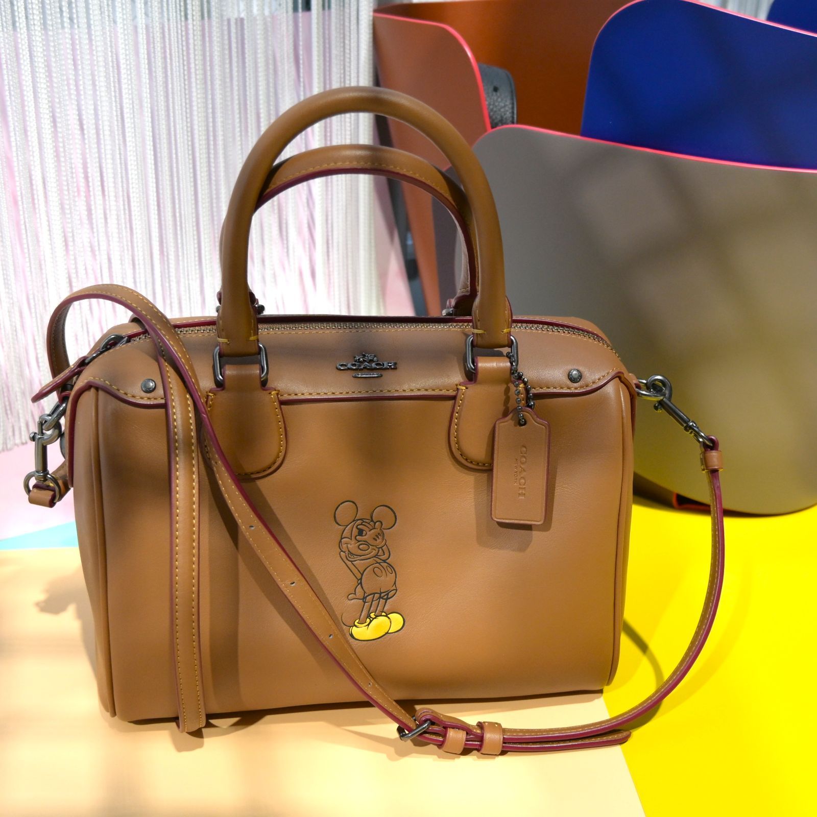 COACH コーチ ディズニーコラボ ミッキー レザー2WAYショルダーバッグ ブラウン 17984
