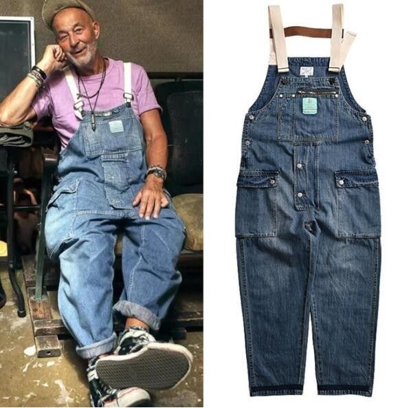 オーバーオール メンズ デニムパンツ ペインターパンツオールインワンポケット付き