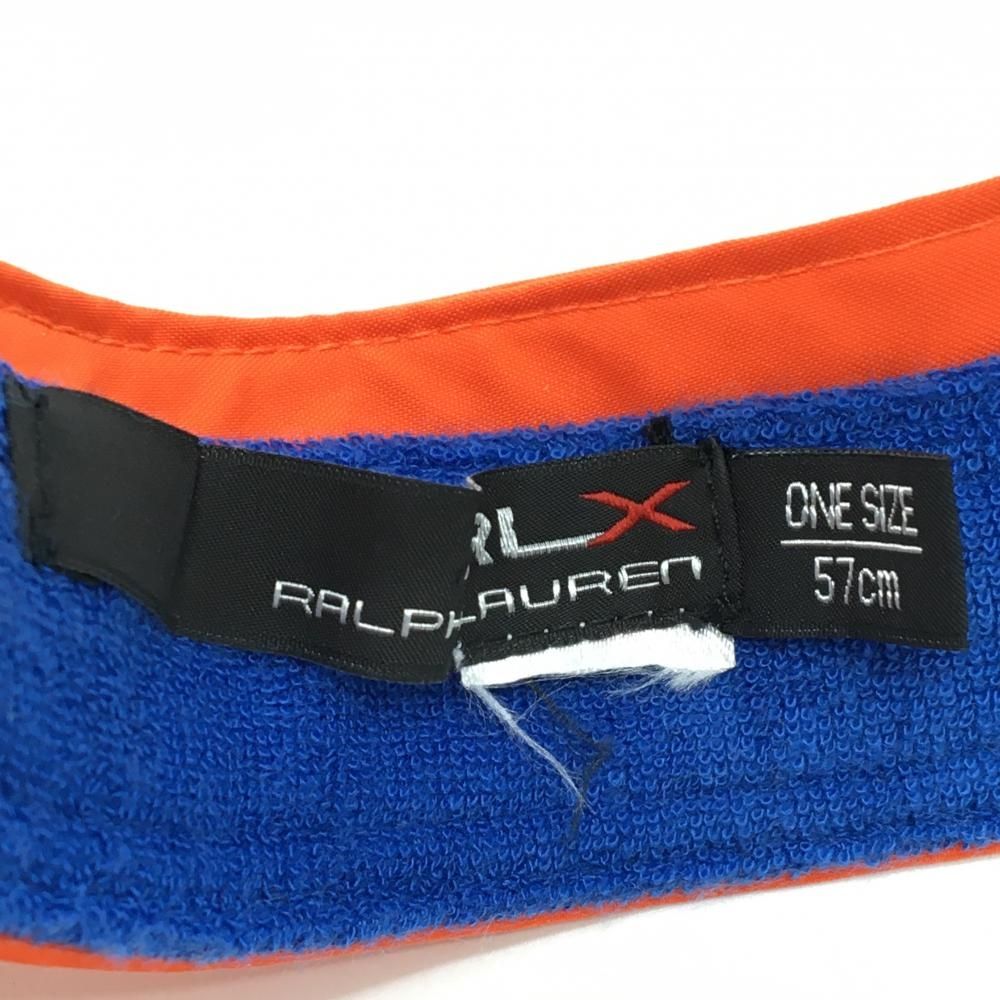 美品】RLXラルフローレン サンバイザー オレンジ×ブルー ロゴプリント