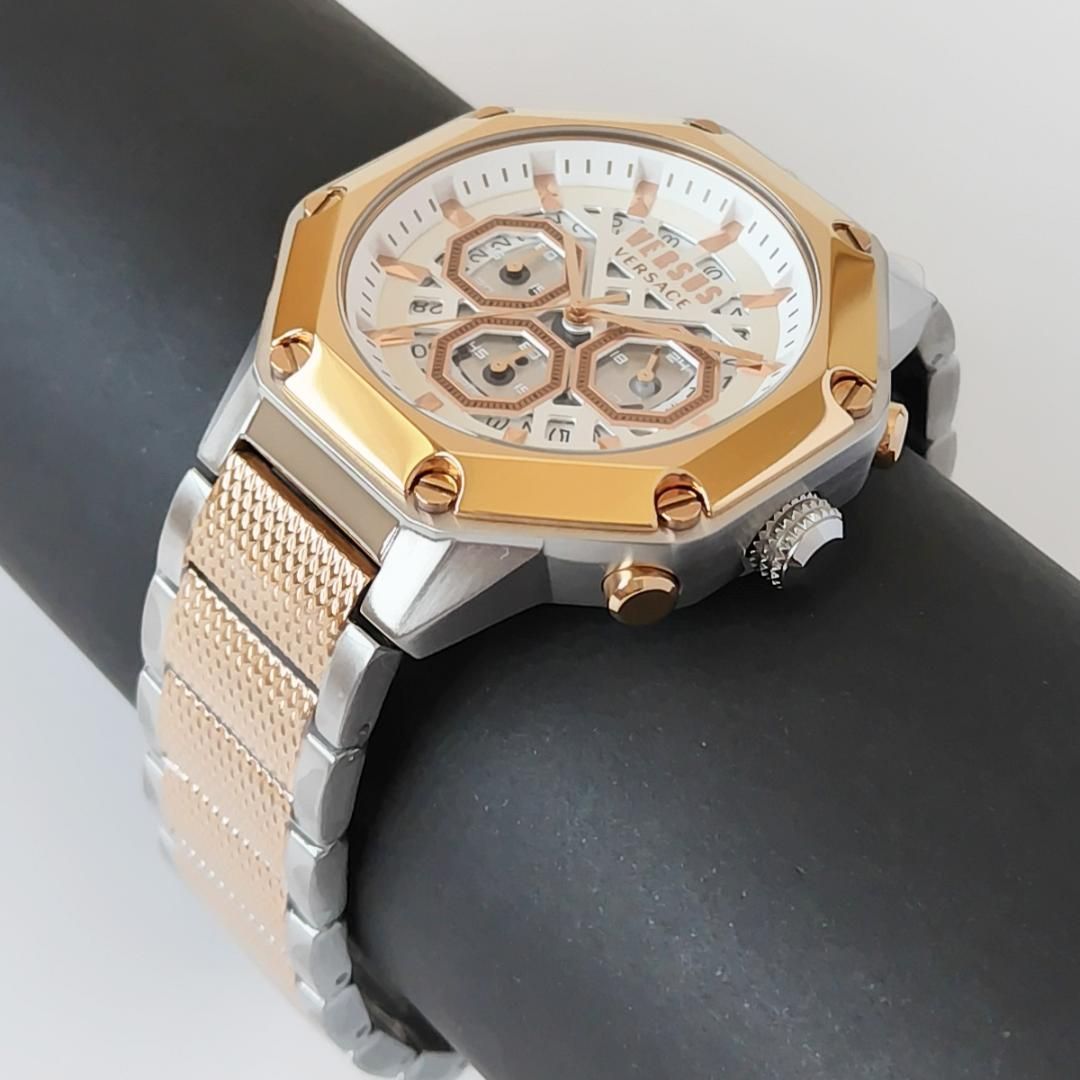 ゴールド白 新品ヴェルサス/ヴェルサーチ メンズ腕時計クロノグラフ