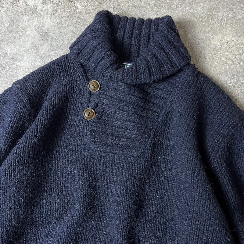 ラルフローレン　90s ショールカラー　ニット　チャコールグレー　アルパカ　XL ラルフローレン 90s ショールカラー ニット チャコールグレー アルパカ XL