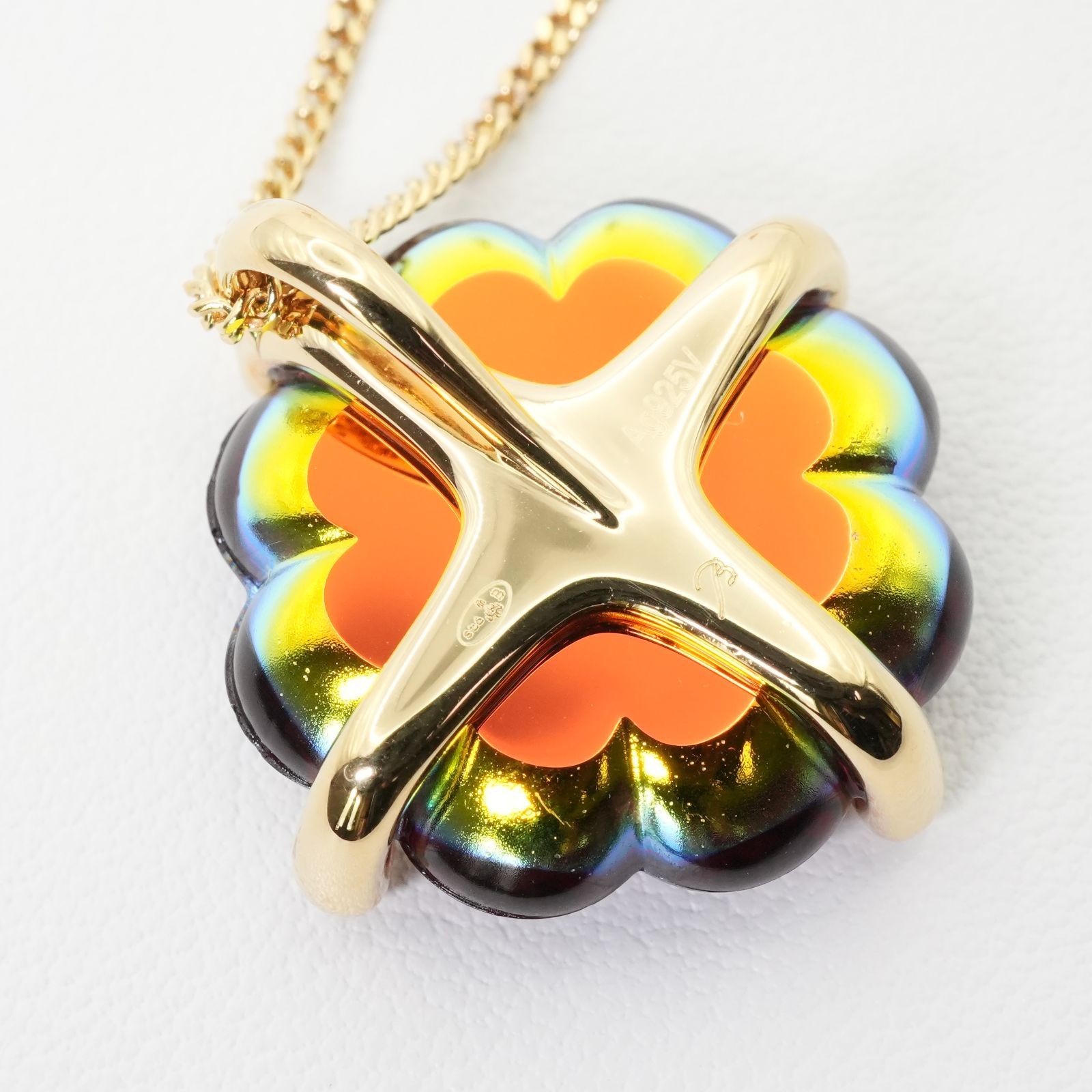 美品 バカラ クローバー ネックレス トレフル イリゼルビー/24-4684  