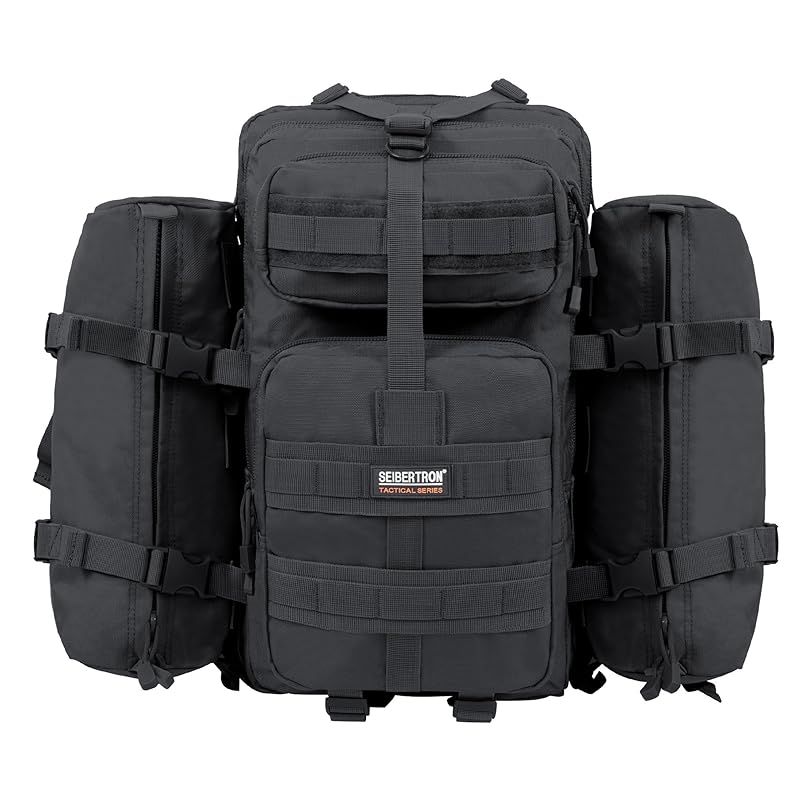 彡 サイバトロン バックパック 3Pタクティカル MOLLE 防水 軽量 アウトドア ミリタリー U.Sタイプ リュックデイパック 黒 37L 1 2 0