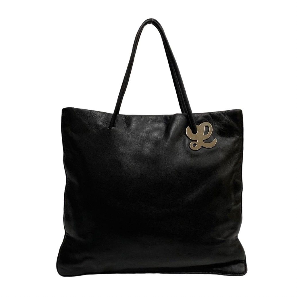 LOEWE ロエベ アナグラム ナイロン&レザー 黒 ハンドバッグ トート