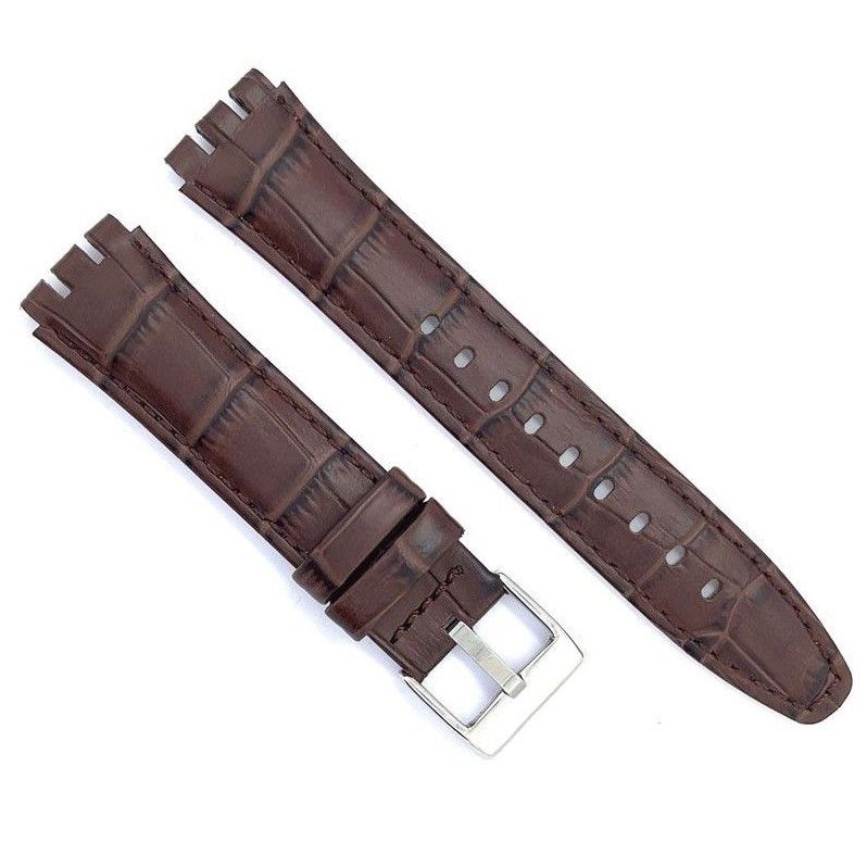 Diloy Swatch スウォッチ 互換 カーフレザー 本革 腕時計ベルト バンド 17mm(21mm)ダークブラウン