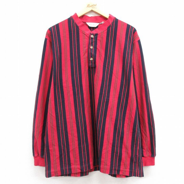 XL/古着 エディーバウアー 長袖 ビンテージ Tシャツ メンズ 00s ヘンリーネック 赤 レッド 24feb13 中古