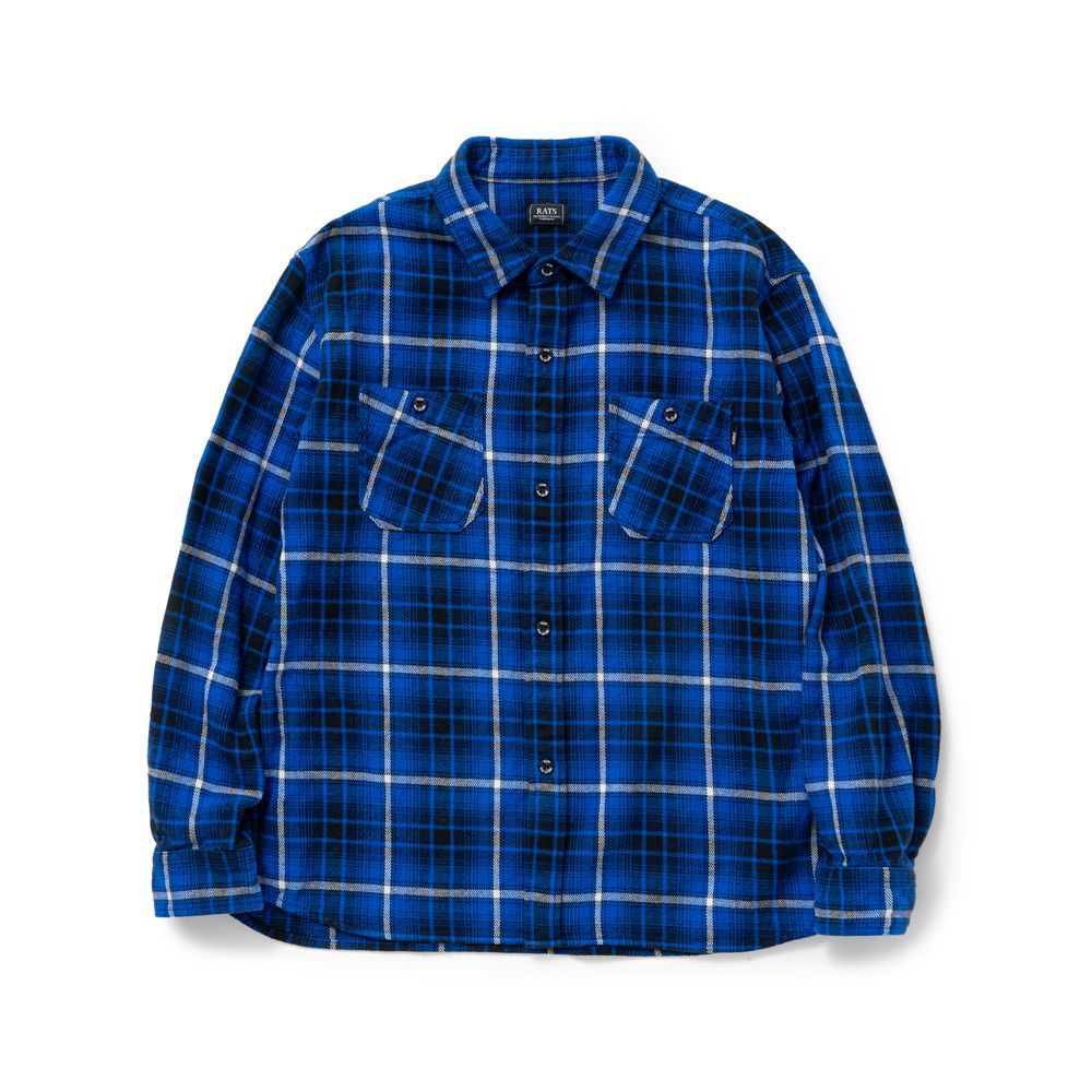 【RATS/ラッツ】COTTON FLANNEL BLUE CHECK SHIRT / コットンフランネル レギュラーカラーシャツ / 24'RS-0805【メンズ】【送料無料】