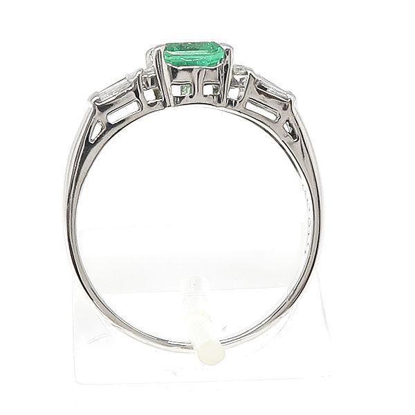Pt850 エメラルド ダイヤモンド リング 14号 エメ 0.62ct ダイヤ 0.25  