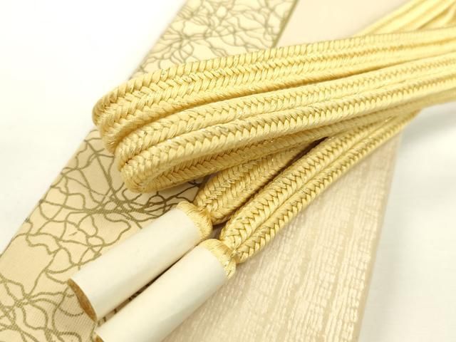 平和屋本店□極上 有職組紐道明 帯締め 冠組 卵色 金糸 宮内庁御用