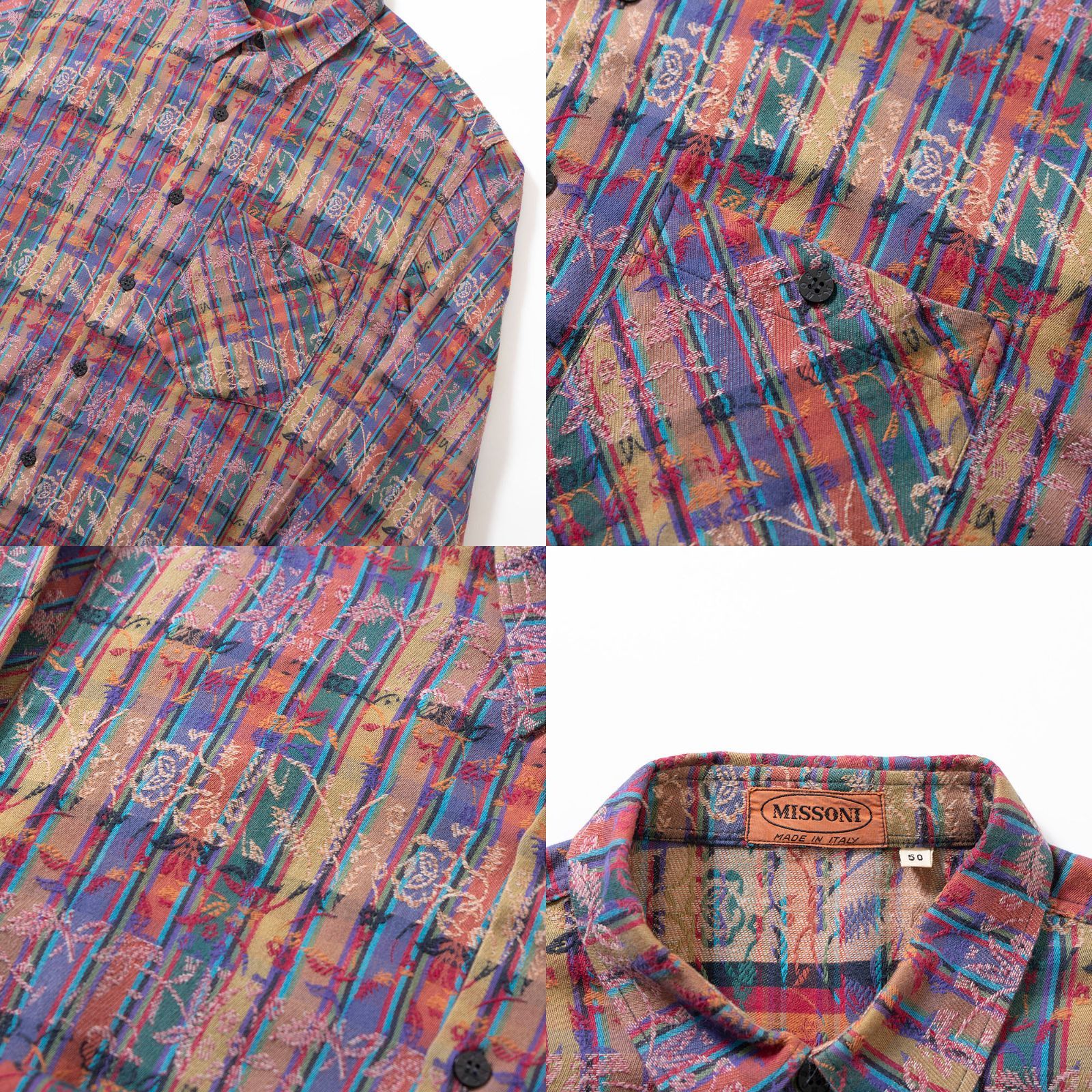 MISSONI◆長袖シャツ/11/コットン/BRD/総柄 ミッソーニ MISSONI 総柄 コットンシャツ チェックシャツ 柄