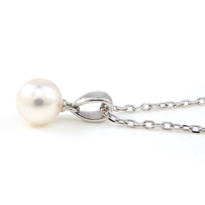 ミキモト MIKIMOTO ネックレス 1ポイント パール 6.5mm珠 K18WG 【中古  