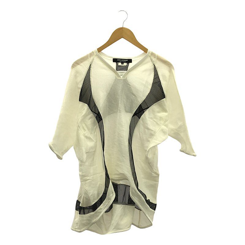 JUNYA WATANABE COMME des GARCONS / ジュンヤワタナベ | 2013SS | 異素材 切替 変形 メッシュ シアー ブラウス トップス | XS | ホワイト/ブラック | レディース JUNYA WATANABE COMME des GARCONS / ジュンヤワタナベ | 2013SS