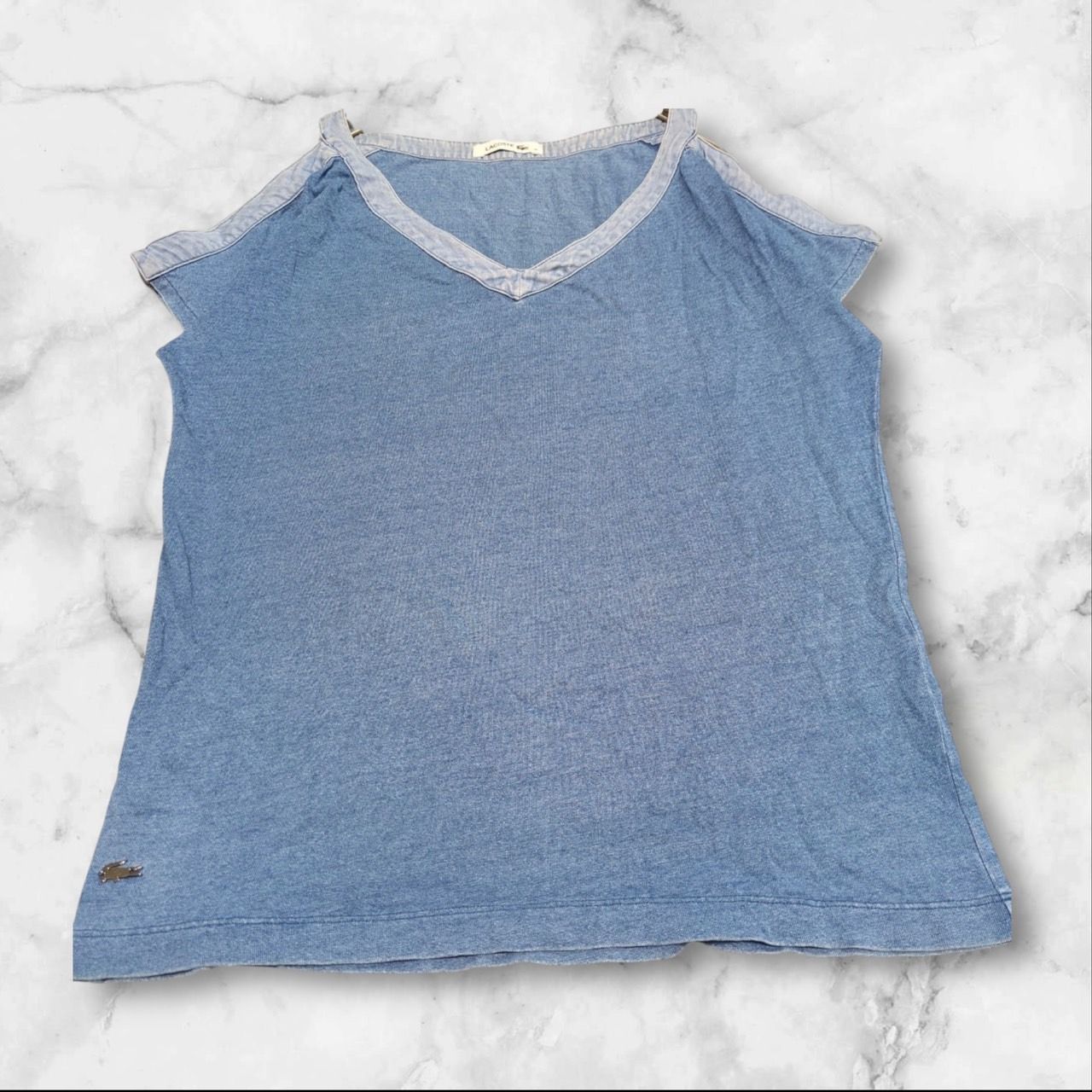 ラコステ】LACOSTE（36）Tシャツ デニム風 肩あき プルオーバー