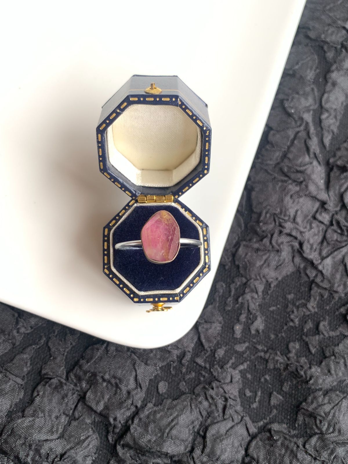 ルビー×ルチルクォーツ　ダブレットストーンリング SV925シルバー 26 トルマリン × ルチルクォーツ ダブレットストーン 変形6角形 シルバー